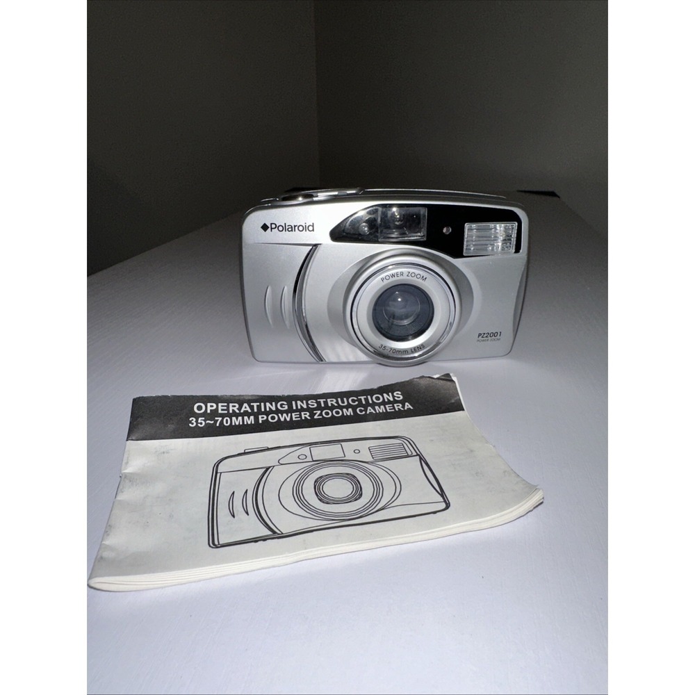 Vintage Polaroid PZ2001 Power Zoom 35mm Film Camera 35-70mm Lens - Silver WORKS